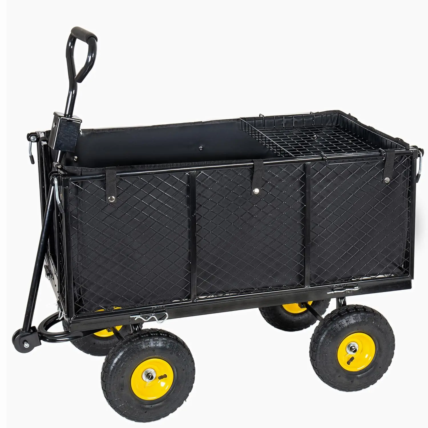 Oversized Steel Garden Cart 880LBS All-Terrain Wagon Removable Liner Panels Mesh Tray Lawn Patio, Customized