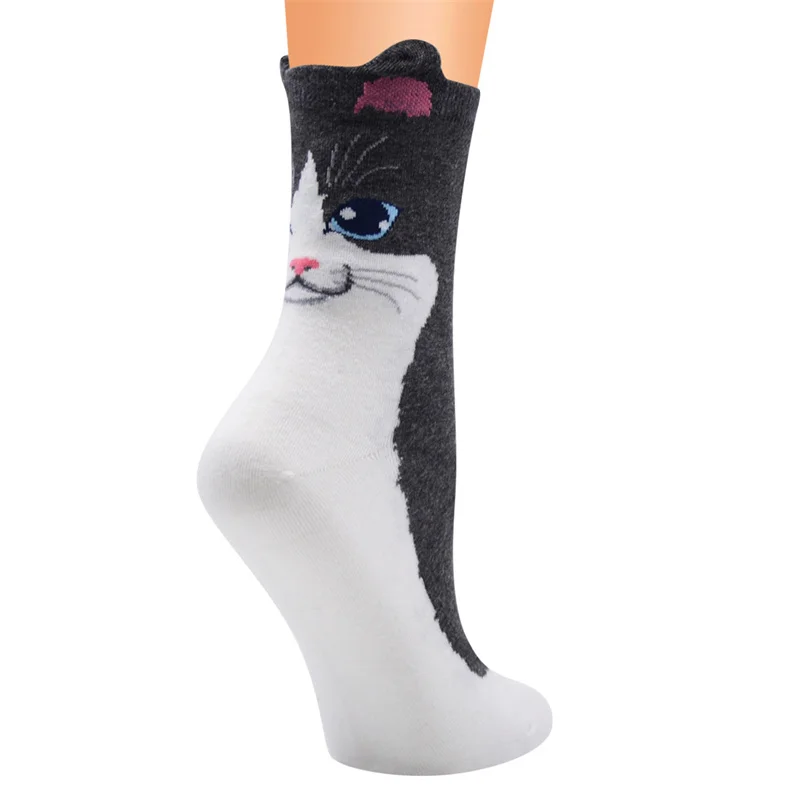 LONCENXIS Women Animal Cotton Socks Autumn Winter Colorful Cartoon Cat Patterned Female Ladies Cute Funny Korean Style Socks