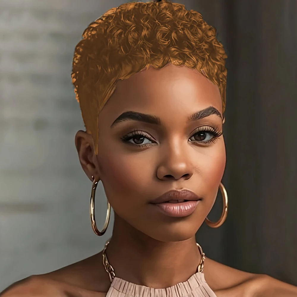 Pixie Cut Wigs Brazilian Remy Human Hair Wig For Women Short Afro Kinky Curly Machine Made Wigs