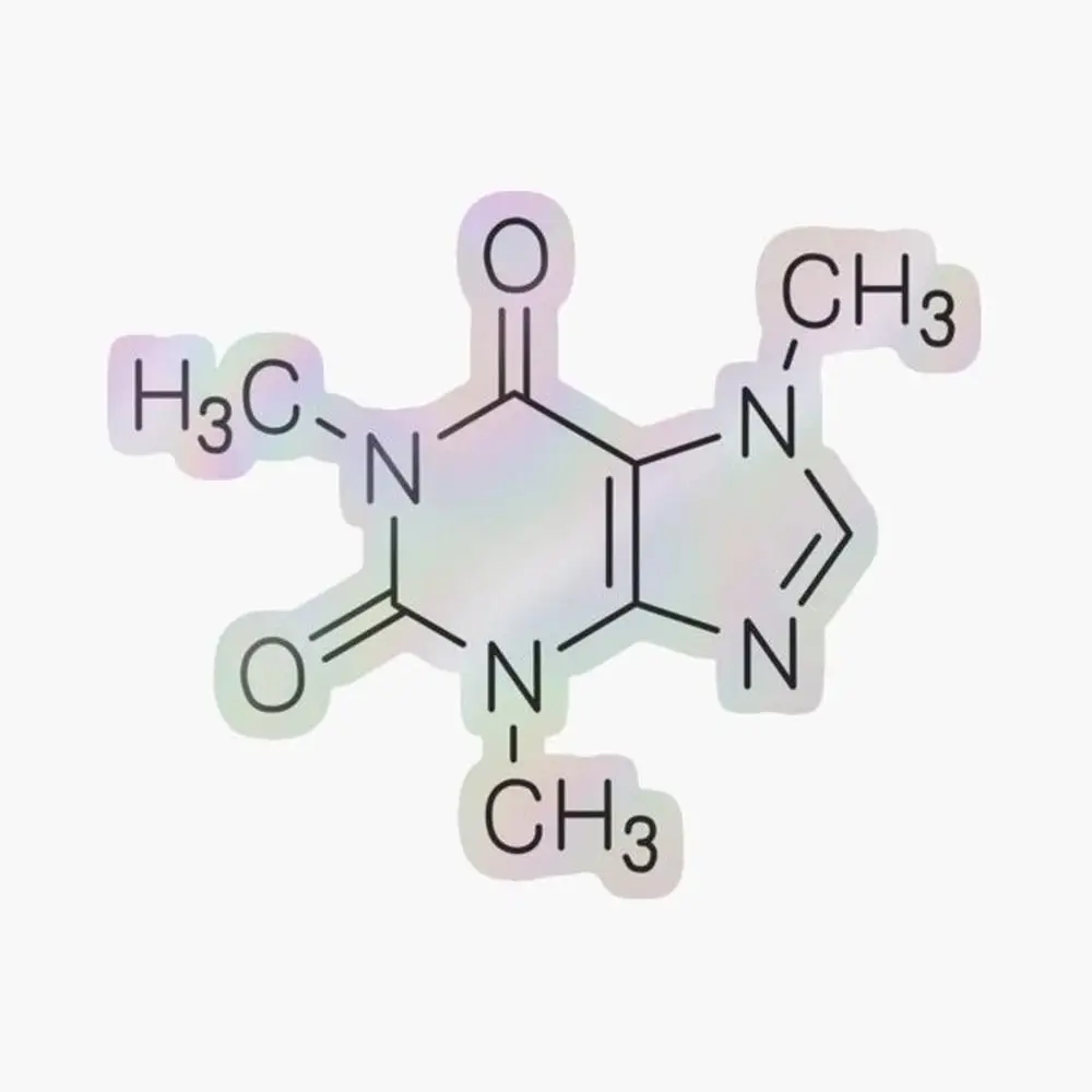 

Caffeine Holographic Sticker for Laptop Decor Bedroom Car Cute Cartoon Art Fashionable Public Suitcase