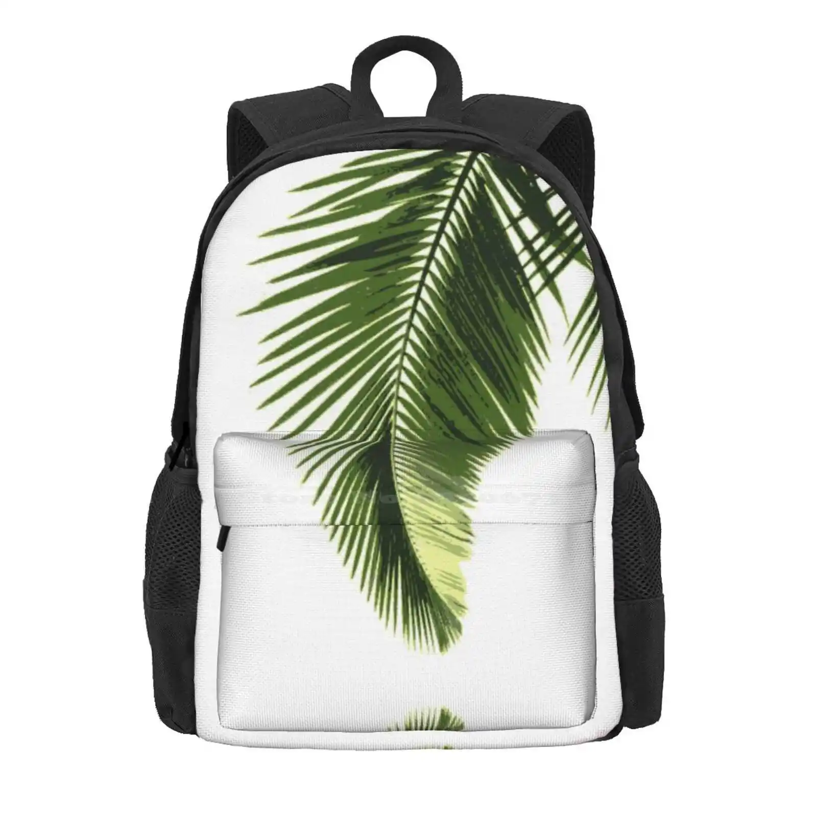 Tropical Palm Leaves Hot Sale Schoolbag Backpack Fashion Bags Coconut Tree Nature Leaf Tropical Exotic Botanical Green Plant