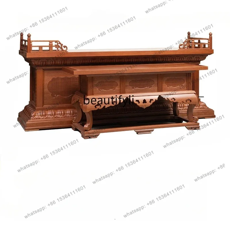 Chinese-style table Zhongtang two-piece set of solid wood furniture Modern Buddhist table Home Zhongtang Buddhist table