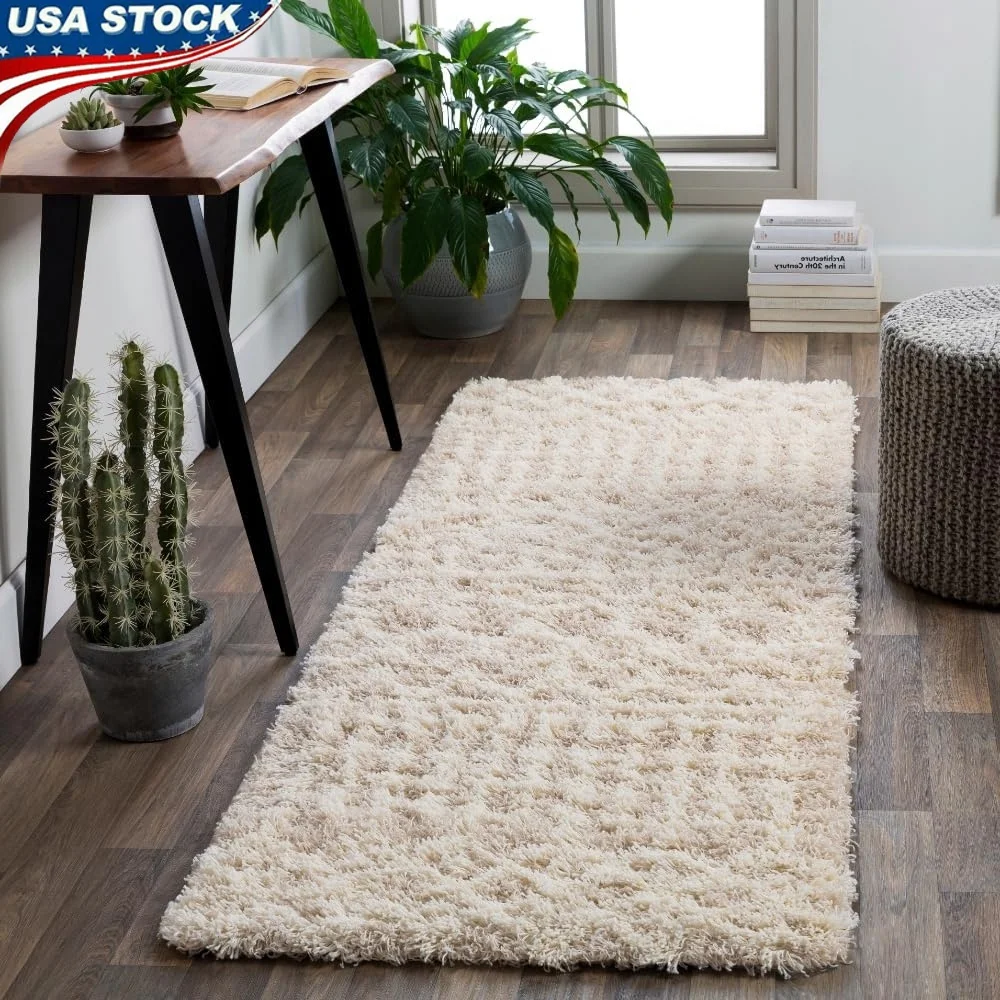 

Machine Woven Moroccan Shag Runner Area Rug Soft Plush High Pile Durable Stain Resistant Kid Pet Friendly Easy to Clean Living