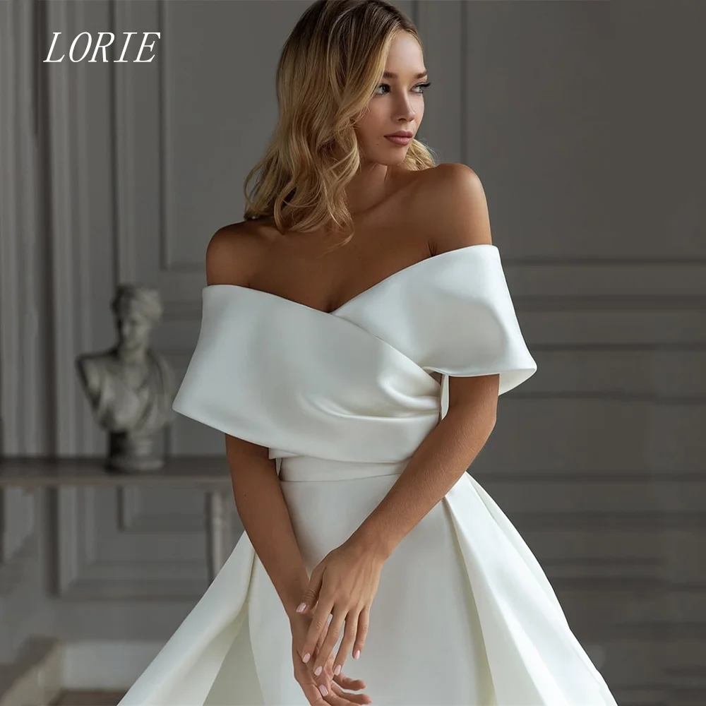 

LORIE Luxury Mermaid Civil Wedding Dress Off The Shoulder Bridal Dresses Minimalist Waist Cinching Wedding Gown Customized 2026