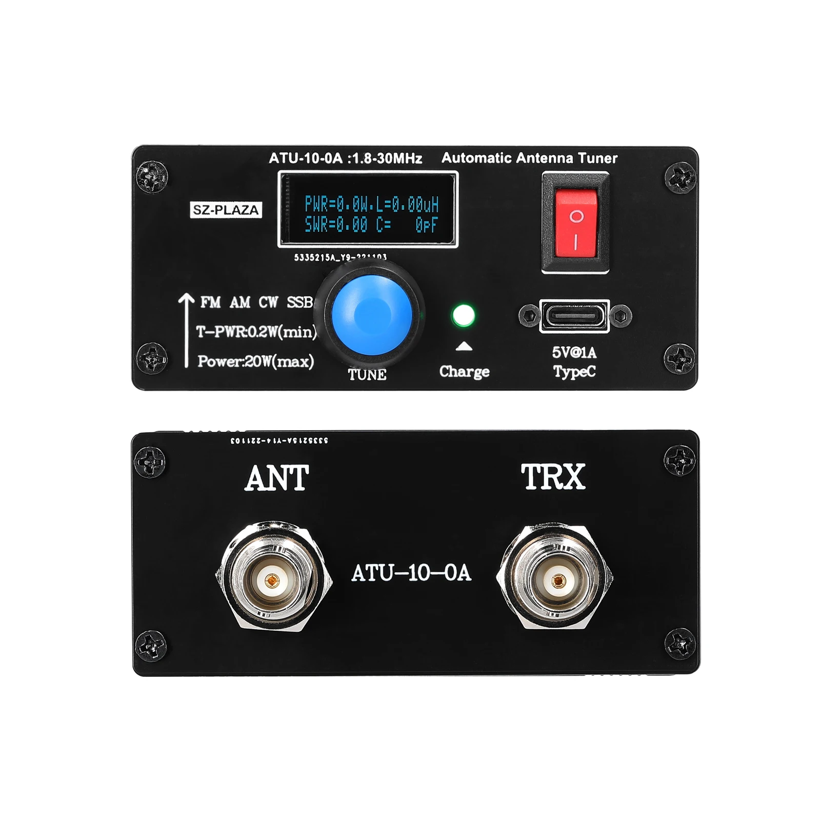 ATU-10-0A Automatyczny tuner antenowy krótkofalowy 20W 1,8-30MHz Obudowa ze stopu aluminium Miernik mocy krótkofalowej Miernik fali stojącej