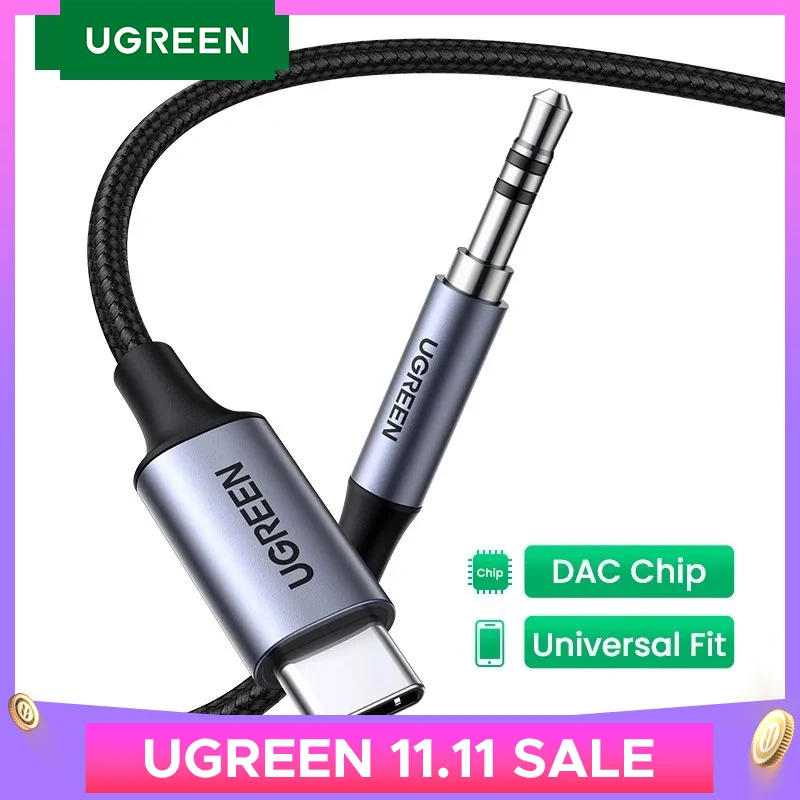 UGREEN USB C to 3.5mm Audio Aux Cable Type C 3.5 mm Headphone Male Jack Plug Adapter Car Auxiliary Stereo Cord for iPad Pro 2021