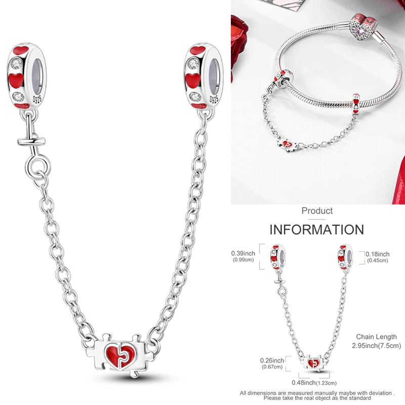 925 Sterling Silber Liebesherz-Charm-Perlen Paar Romantisch Passend für Original-Armband Valentinstag Jahrestag DIY Damenschmuck – Detail 26