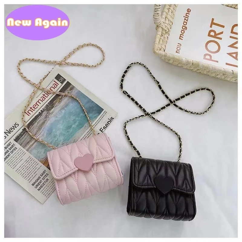 Children's princess chain Crossbody bag  Girls lovely Rhomb single shoulder bag Toddlers little mini purse Kid PU walletS NA047