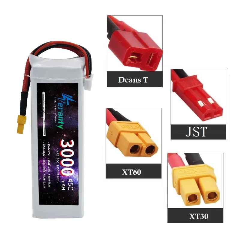 2/4 pz 3S 3000mAh batteria Lipo 11.1V 45C con spina XT60 per RC aereo Quadcopter elicottero Drone FPV modello auto da corsa batteria