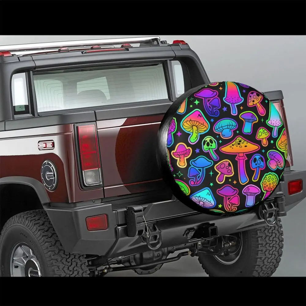 Psychedelic Mushroom Car Tire Dust Cover SUV Truck Travel Trailer,Waterproof Tires 14