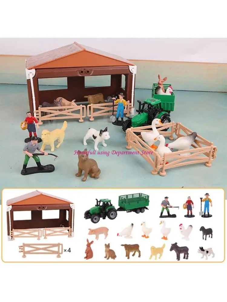 Realistic Farm Scene Building Set 21 Piece Children Imaginative Play Decorative