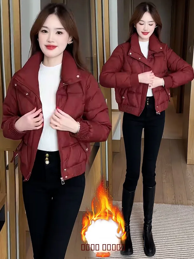 

Unique Sli Thiened Cotton Jaet Women's Faionable Fce Lined Winter Coat Warm Outerwear Korean Sle Zipper Closure