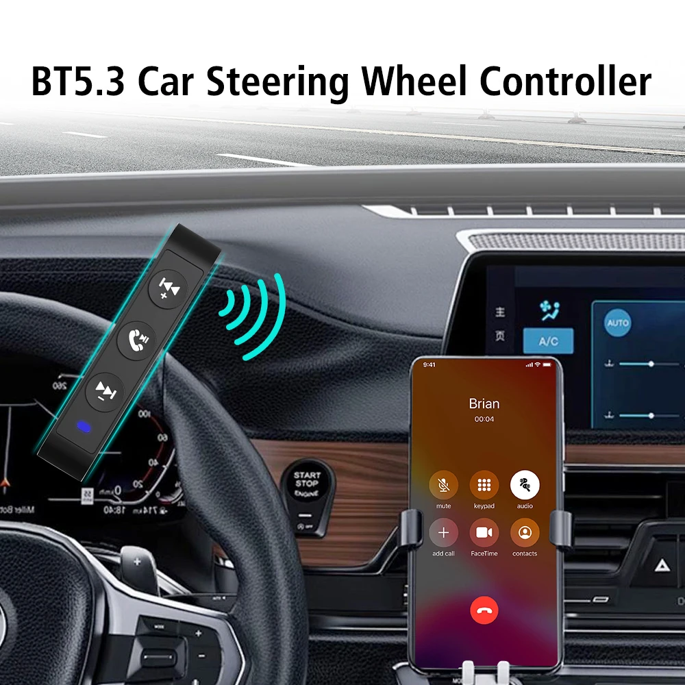 

Wireless Bluetooth 5.3 Smart Control For Cell Phone 3 Buttons Car-styling Car Steering Wheel Control Remote Controller Universal