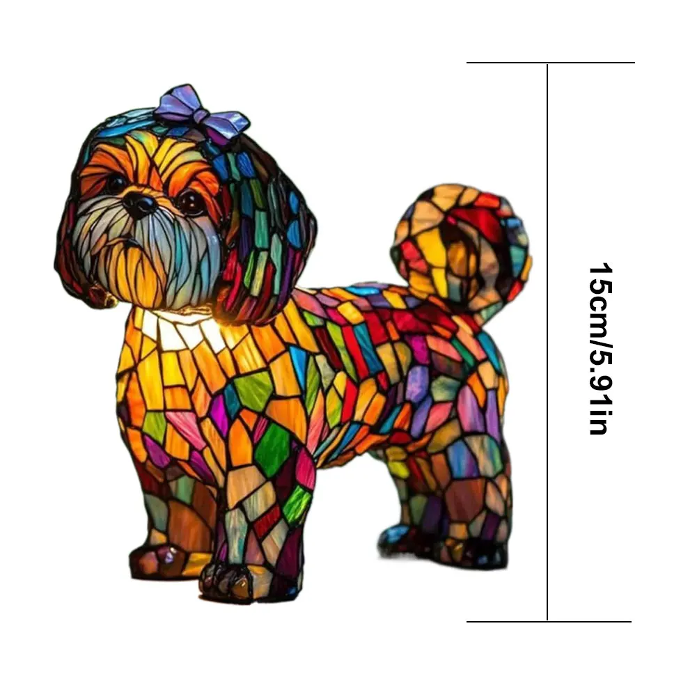 Luce notturna in resina con arte animale con bagliore ambientale caldo Serie di cani Luce notturna artistica Led a tema simpatico cane da compagnia per la decorazione domestica