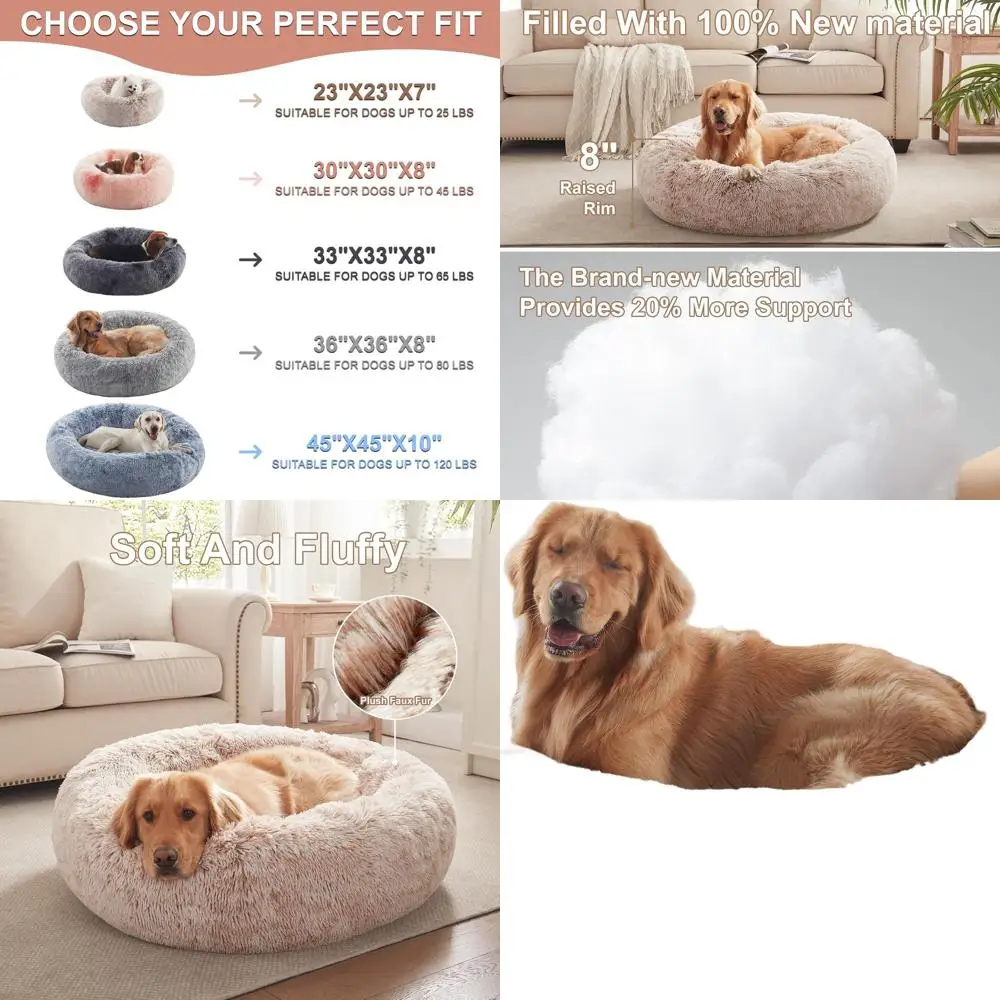 

Large 36 Round Donut Dog Bed - Soft, Removable Cover for Dogs up to 80 lbs (Brown)