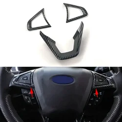 3Pcs Car Steering Wheel Cover Cap Carbon Fiber Style Black ABS Accessories For Ford Fusion For Mondeo Edge 2013-2019