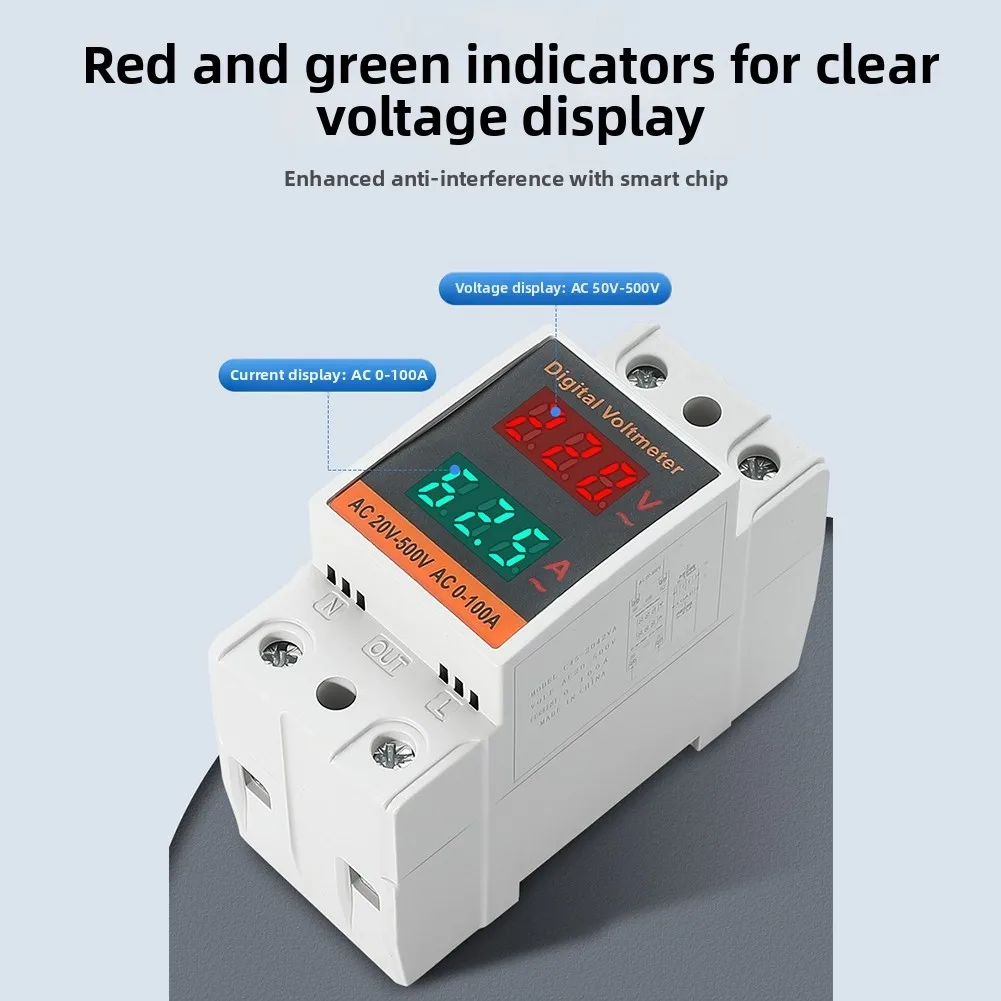 Dual Display Electricity Meter for AC Voltage and Current Measurement with Flame Retardant PC Housing AC50-500V 0-100A