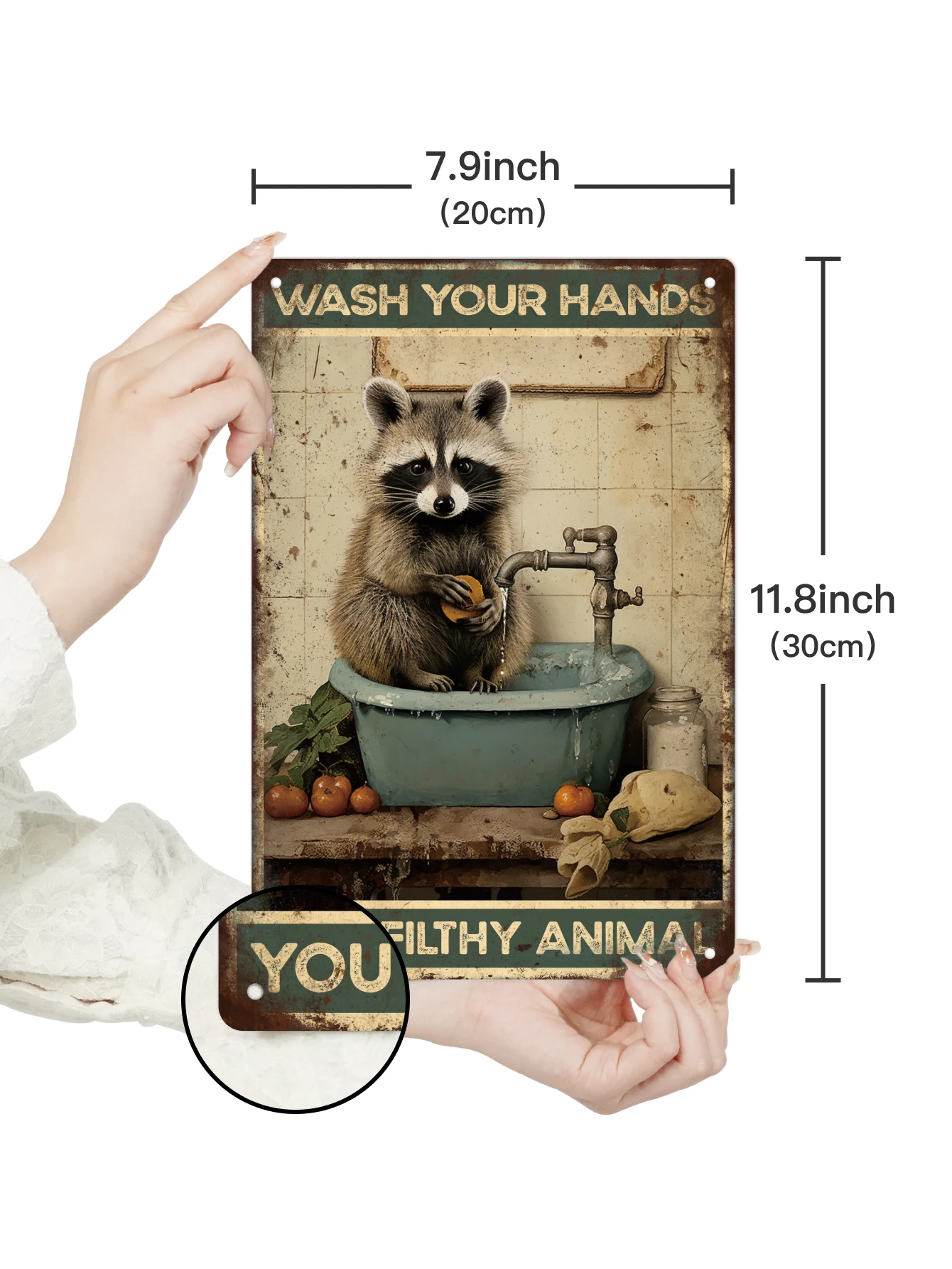 Putuo Decor 1pc Wash Your Hands Vintage Metal Tin Sign, Your Filthy Animal, Wall Art Decor for Home Toilet Bathroom Washroom