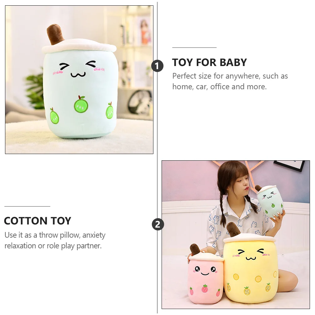 Milk Tea Child Stuffed Toy Bubble Cup Shaped Pillow down Cotton Creative Throw for Baby