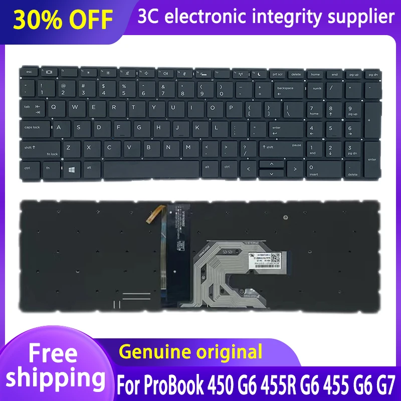 

New Original US Keyboard For Laptop For HP ProBook 450 G6 455R G6 455 G6 G7 Laptop keyboard with Backlit Replacement Accessory