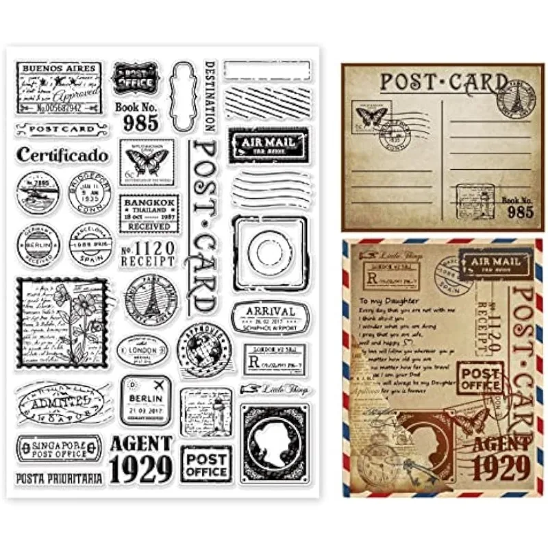 Znaczek znaczek pocztowy pocztówka wyczyść znaczki dla DIY Scrapbooking duży rozmiar silikonowe przezroczyste pieczęcie do tworzenia kartek dziennik fotograficzny