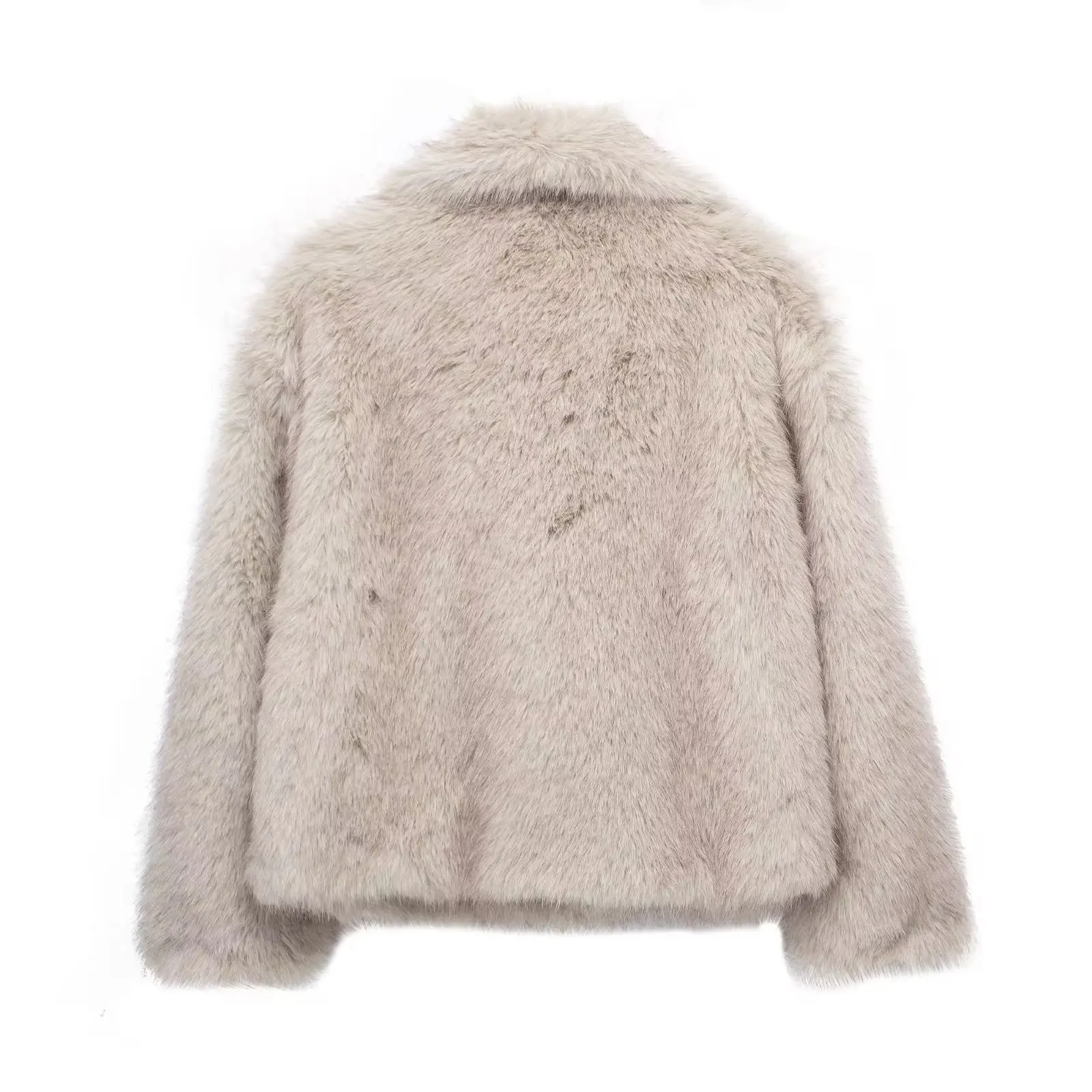 Women's Artificial Fur Coat with Large Lapel Short Fashionable Fox Fur Style Fluffy Plush Clothing for Ladies