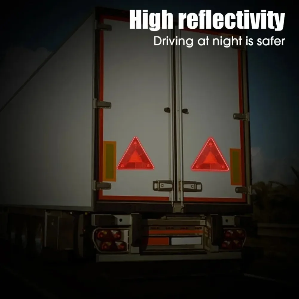 2/1Pcs Triangle reflector warning sign Vehicle Stop Safety Reflector for Trailer RV Board Truck Plate Light