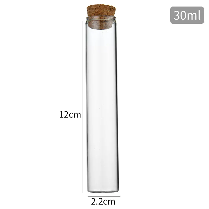 1Pc Glass Jar With Cork Tea Capsule Bottle Capsule Bottle Permeable Glass Bottle Straight-mouth Bottle