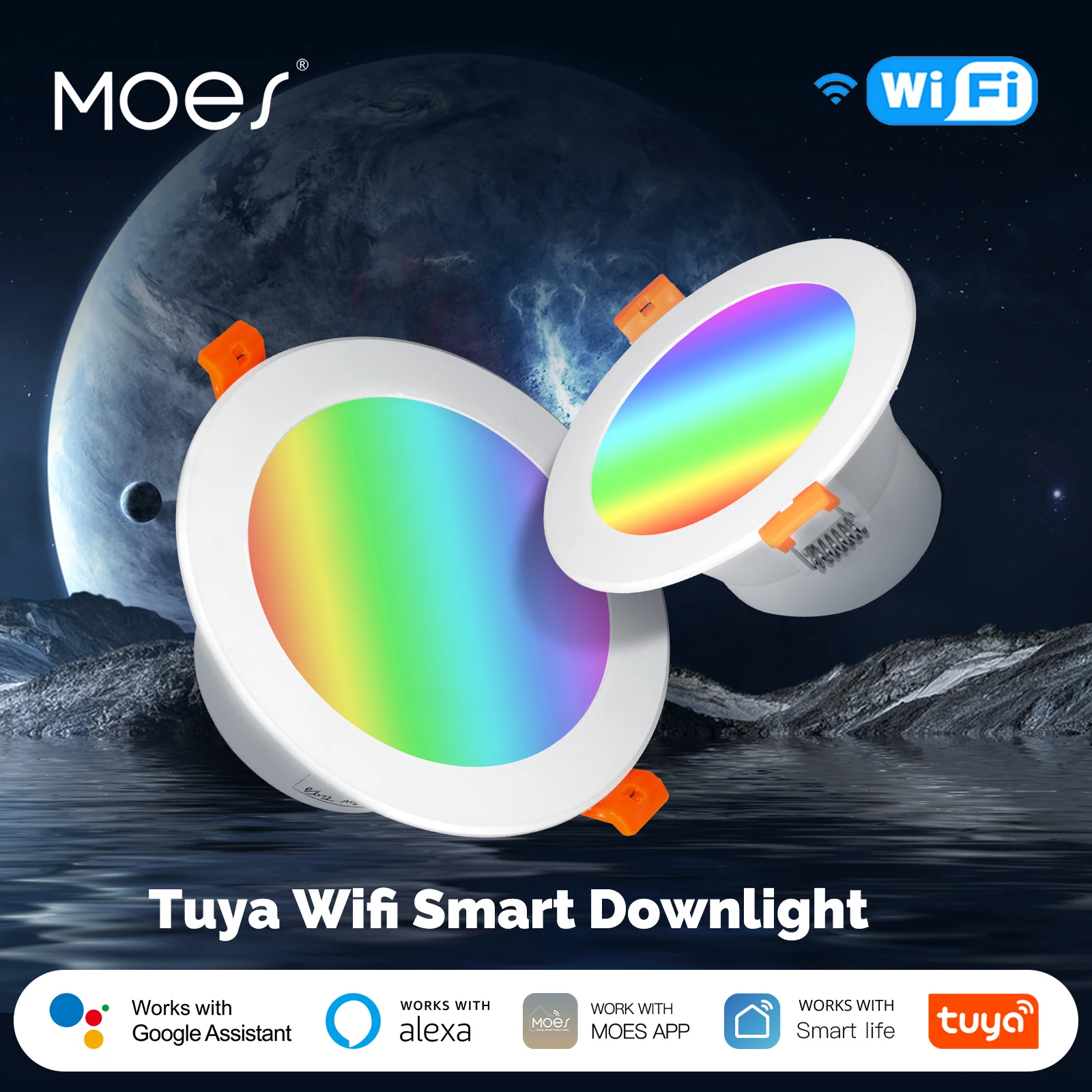 MOES WiFi Smart LED Downlight Dimming Round Spot Light 9/12W RGB Color Changing Warm Cool light By Alexa Google Home Vocie