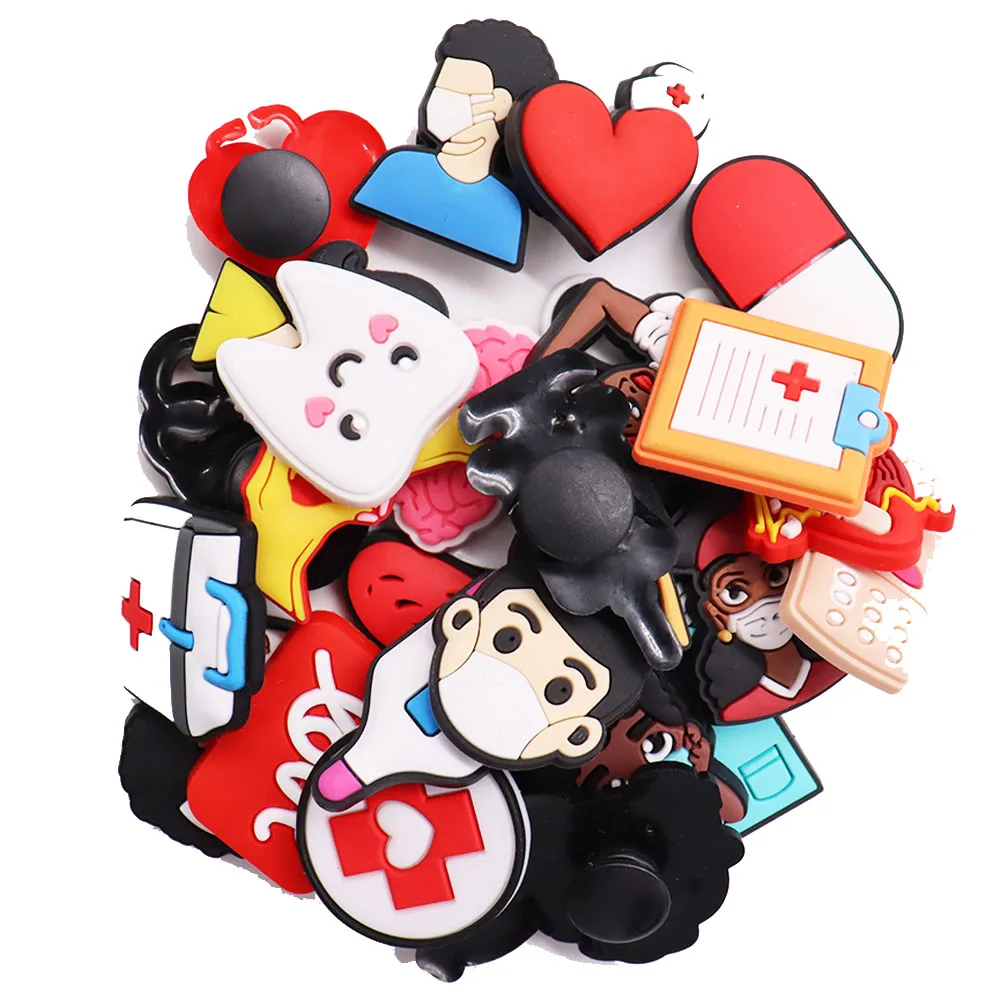 سلسلة أحذية المستشفيات الطبية البلاستيكية ، إكسسوارات مشبك ، طبيب ، ممرضة ، صنادل ، سحر صالح ، هدايا الأعياد للكبار ، 7-41 #4