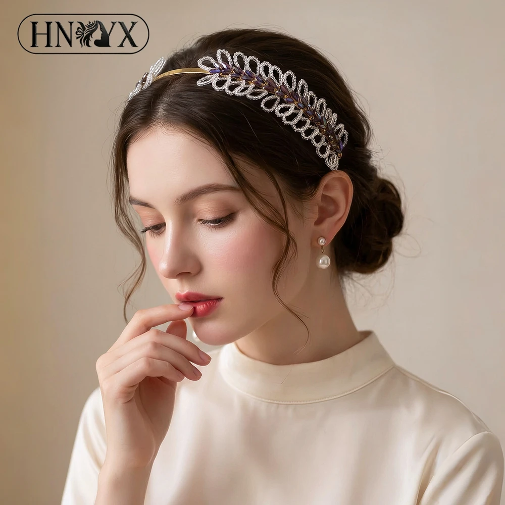

HNYYX Unique Crystal Headband Handmade Bridal Headdress Bridesmaid Head Hoop Birthday Party Hair Accessories Women Tiara A316