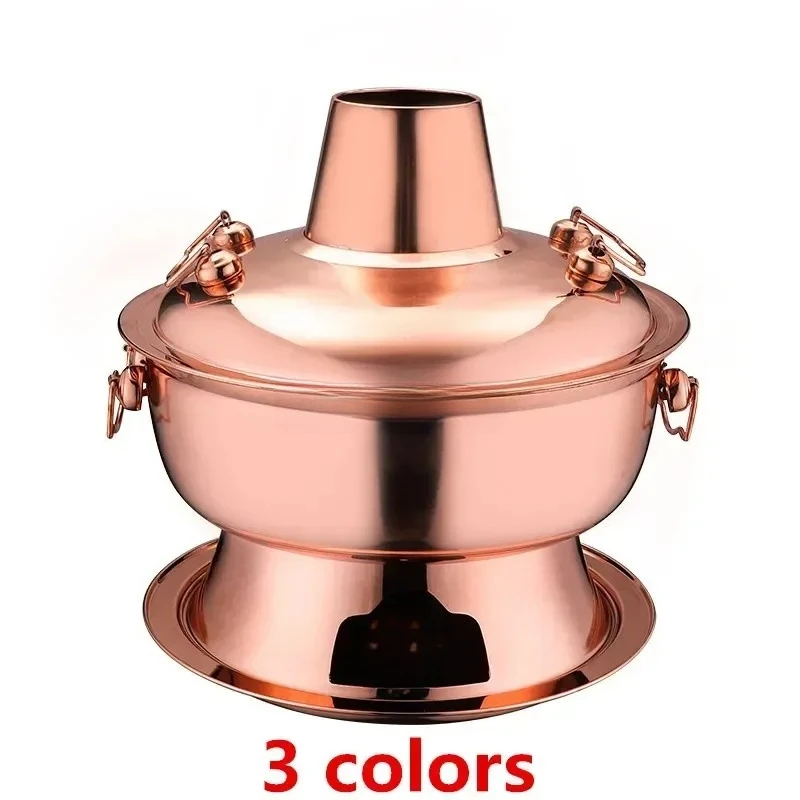 outdoor cooker picnic cooker chafing dish charcoal gold hotpot 2.8L stainless steel hot pot Chinese fondue Lamb Charcoal hotpot