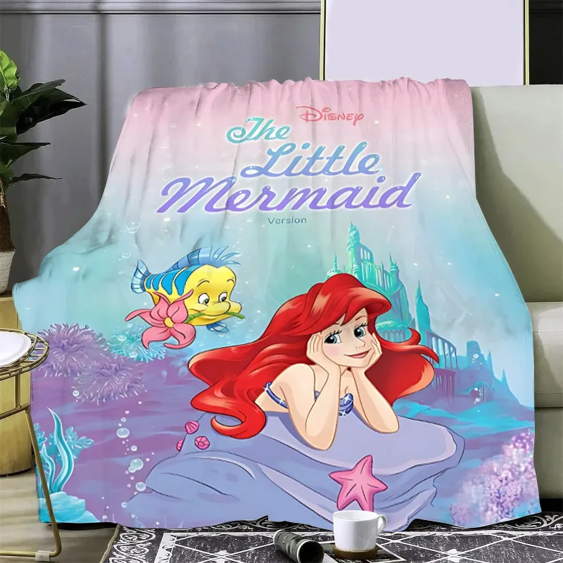 Disney Mermaid Princess Ariel Printed Blanket Picnic Blankets Warm Soft and Comfortable Blanket Home Travel Birthday Gift