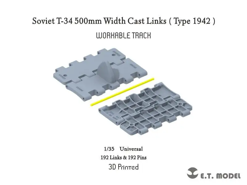 ET MODEL P35-017 Soviet T-34 500mm Width Cast Links Type 1942 Track 3D Printed