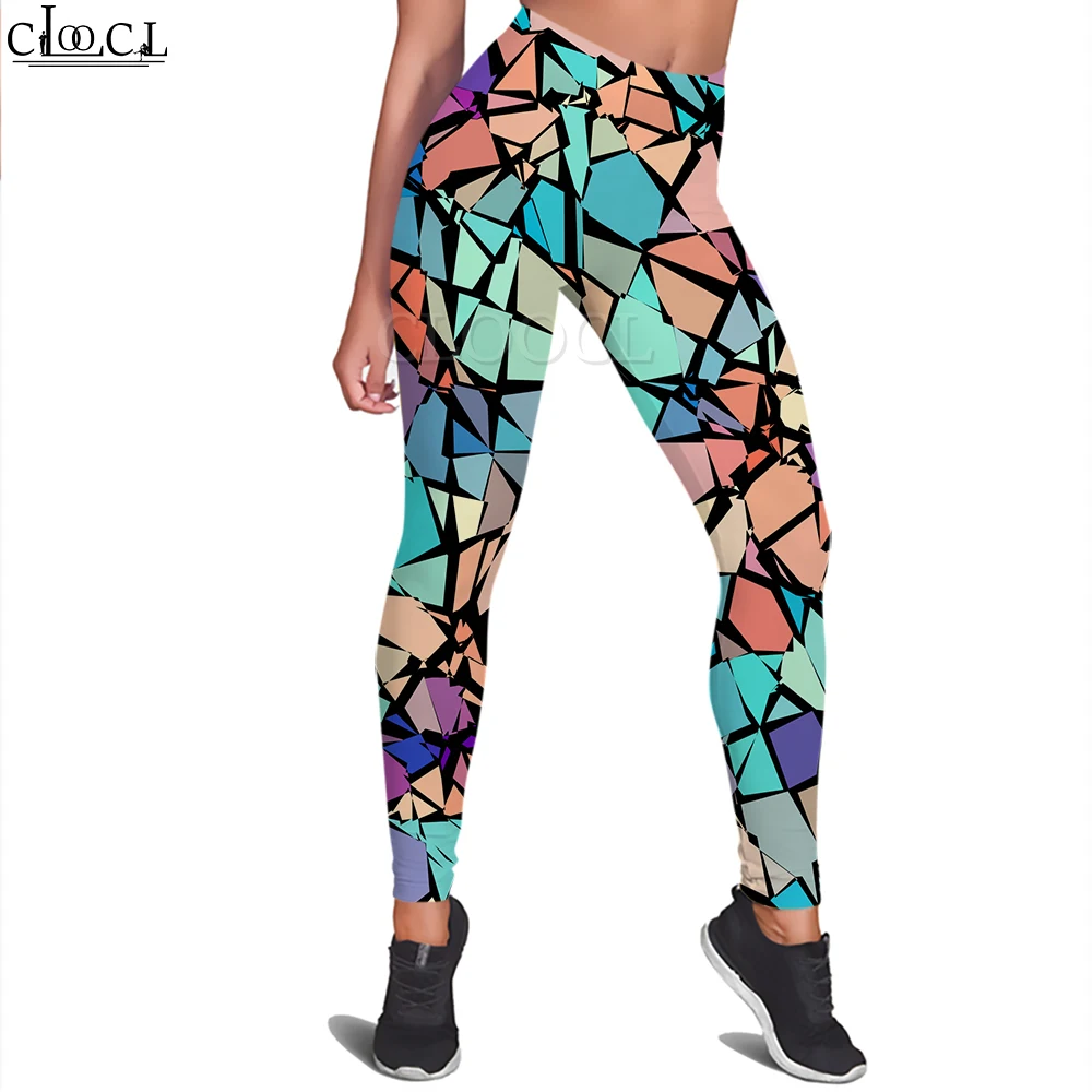 

CLOOCL Casual Legging Colorful Geometry Pattern Printed Trousers for Female Outdoor Workout Jogging Slim Pants Bohemia Style