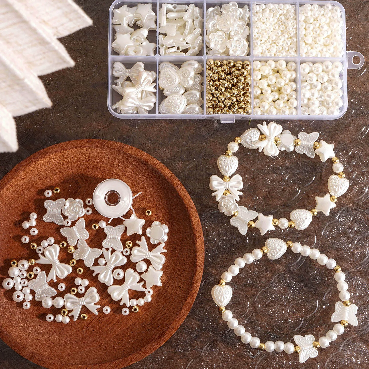 800pcs/box Faux Pearl Beading Kit for DIY Jewelry Making Bracelet Necklace Earring Accessories Craft Supplies