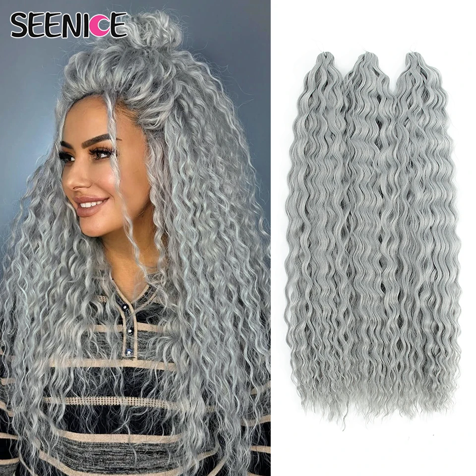 

3-5 PCS 22Inches African Curls Ariel Deep Water Twist Braids Crochet Curly Hair Orange Brown Blond 613 White Grey 62# Bundles