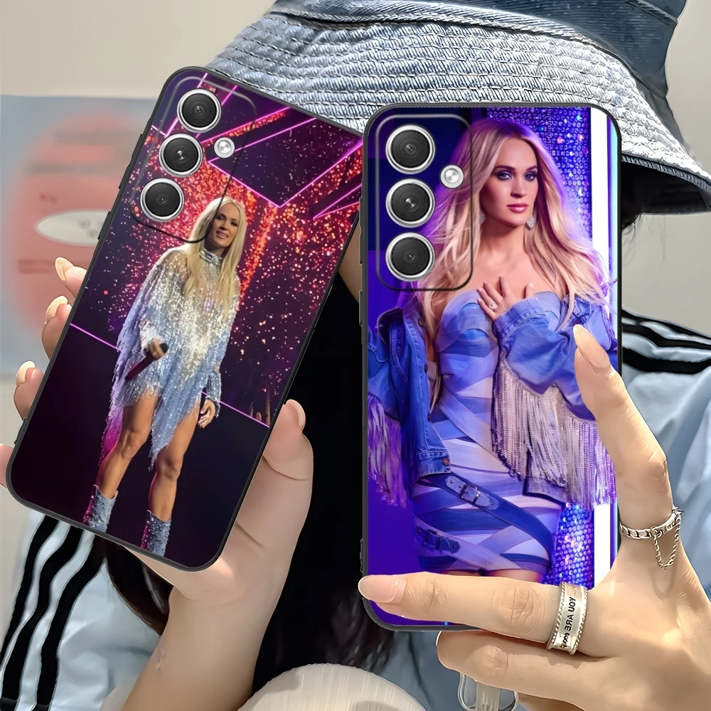 Carrie Underwood Mobile Cell Phone Case for Samsung Galaxy S24 S23 S22 S21 S20 S10 S9 Plus FE Ultra Lite Black Phone Cover Shell