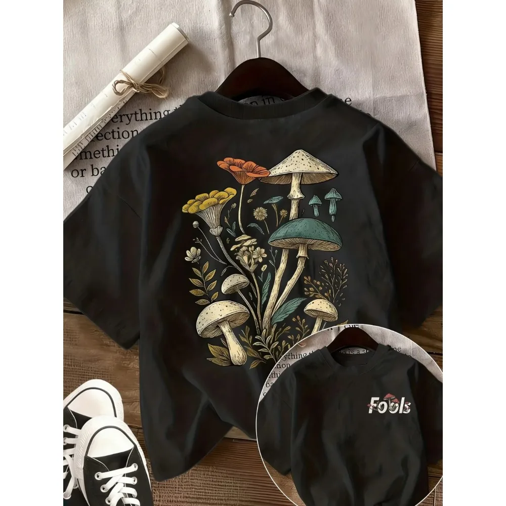 Cottagecore Mushroom Men Women Graphic T-Shirt Goblincore Fungi Toadstool Print Tee Boho Nature Aesthetic Streetwear Fashion Top