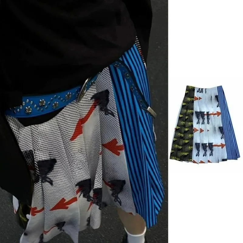 레트로 동물 프린트 루즈핏 미디 스커트 여성 2025 가을 신상 스트릿웨어 하이웨이스트 플리츠 캐주얼 A라인 스커트