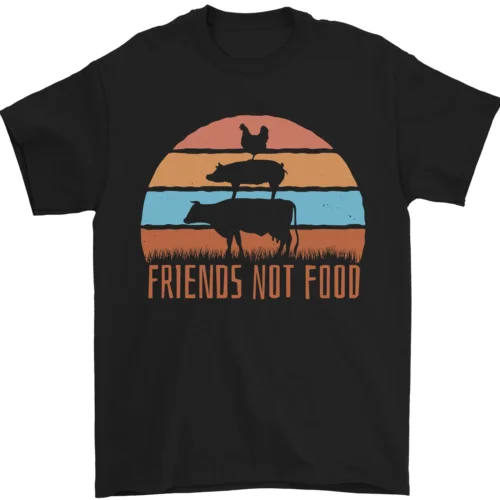 Vegetarian Animals Friends Not Food Vegan 2 Mens T-Shirt 100% Cotton