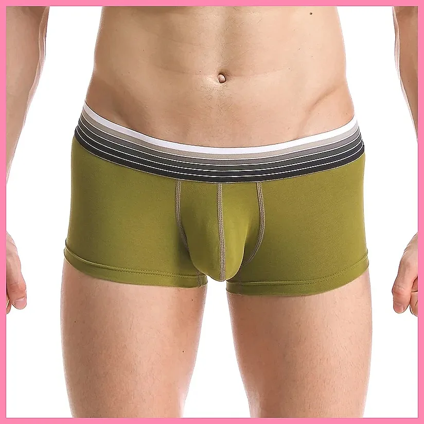 Men's Cotton Underwear U-Pouch Boxer Briefs - Breathable, Soft Stretch & Comfortable Low Rose Briefs (Character Count: 78)