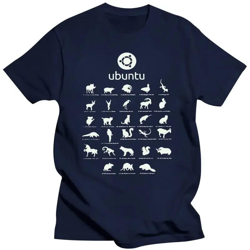 Mens Clothing  Ubuntu Linux Releases T-Shirts For Men Printed Funny T Shirt Distro Linux Debian Crew Neck Tees Cotton Short Slee