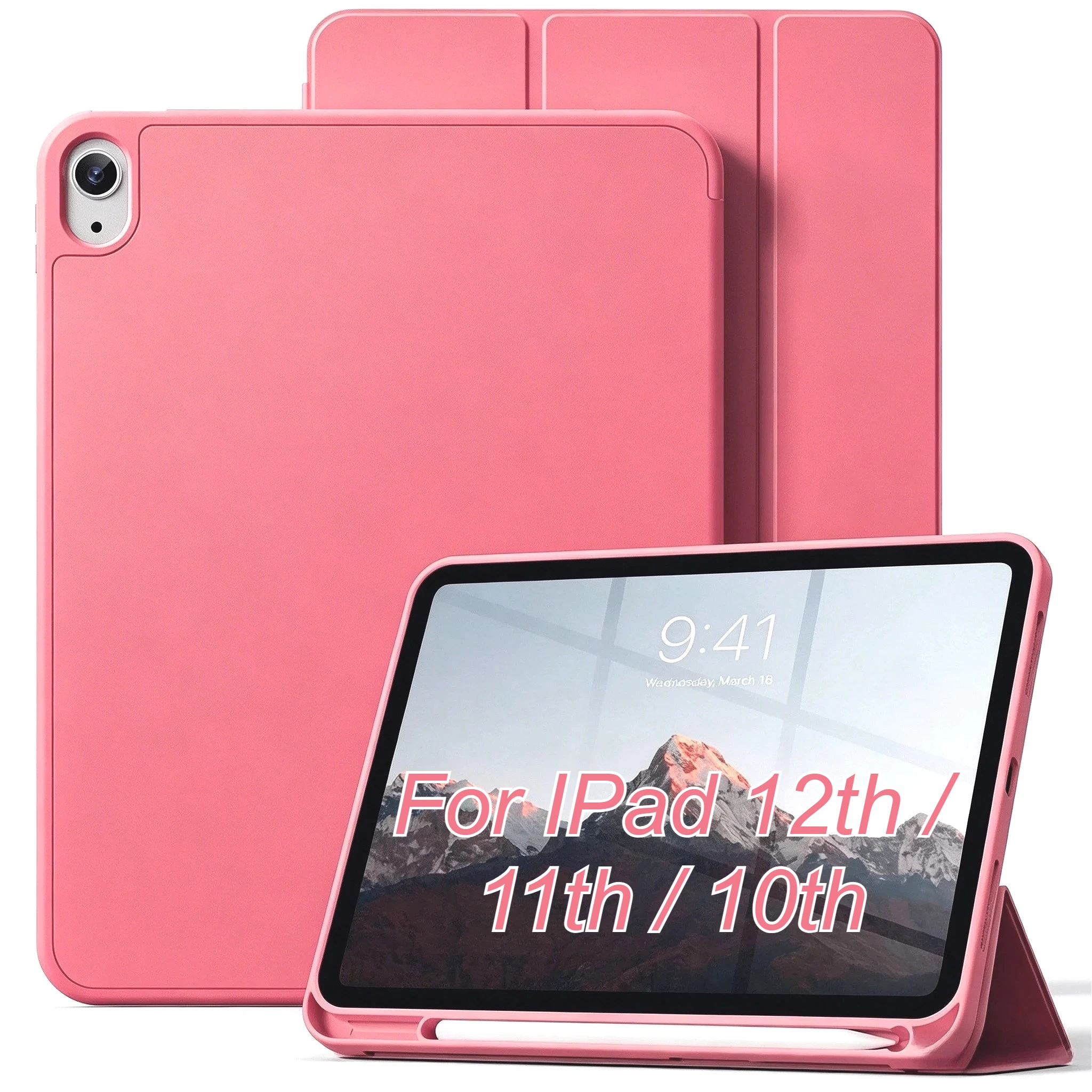 

Новый роскошный кожаный чехол-книжка 2026 года с отсеком для стилуса для iPad (A19) 12-го, A16 11-го/10-го поколения, 10.9/11 дюймов, с функцией умной подставки