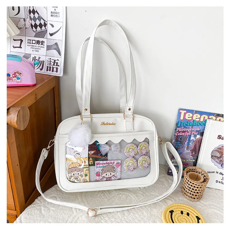 HICARRY Borsa a mano da donna in pelle PU Y2K Shoulder Bag da donna Tote Purse Piccole borse con arco Cute Ita Bag Giapponese Estetica Borsa, Z-nero