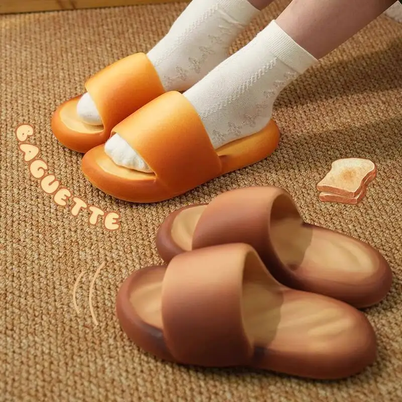 

Cute Baguette Bread Slippers Women's 2025 Summer New Couple Indoor Outdoor Thick Sole Anti Slip Casual Sandals