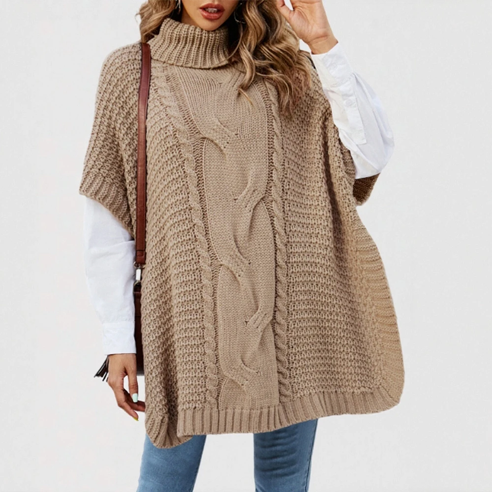 

Women's Autumn Sweater Comfortable Plain Texture Turtleneck Loose Fit Short Sleeve Daily Top