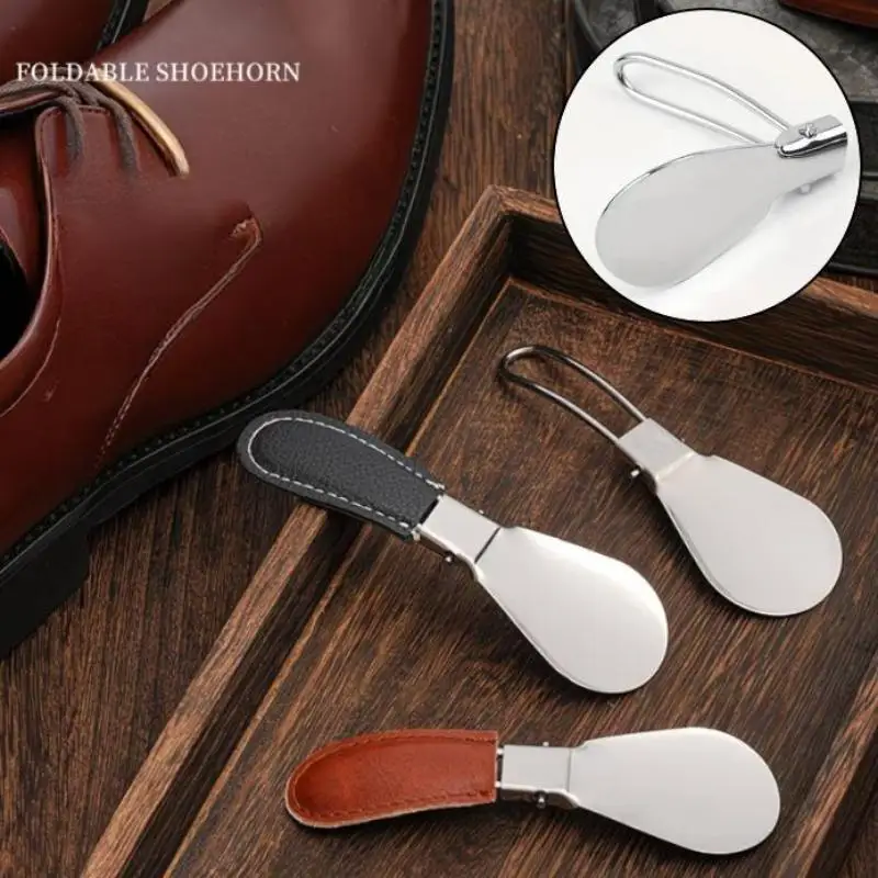 Portable Stainless Steel Foldable Shoehorn Easy Shoe Wearing Without Bending Over Perfect For Home Travel Daily Use