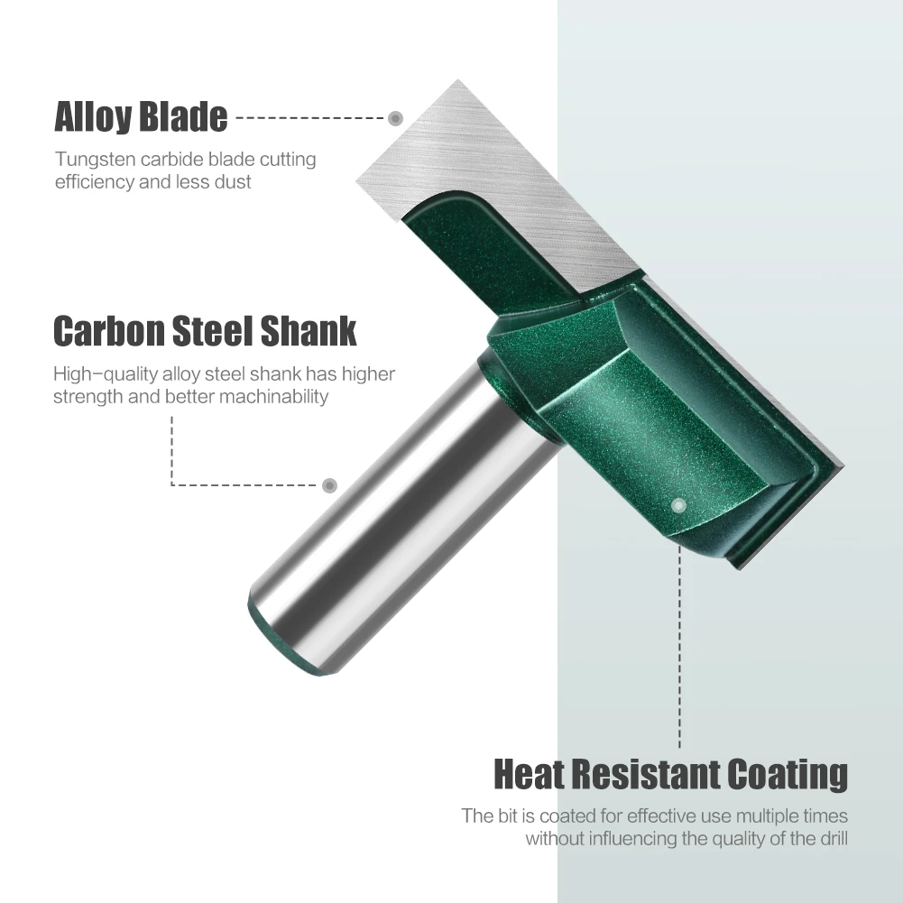 1/2” Inch 12mm Shank Bottom Cleaning Router Bit (Mortising Bit, Spoil board Surfacing, Slab Flattening Woodworking Mil