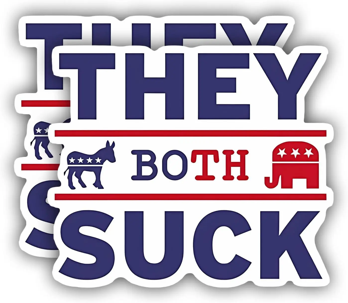 2 Pack They Both Suck Anti-political Party Libertarian PVC Vinyl Sticker For Car Window Laptop And Travel Luggage Decal